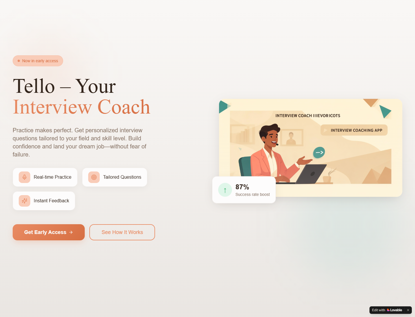 Tello - AI Interview Coach interface